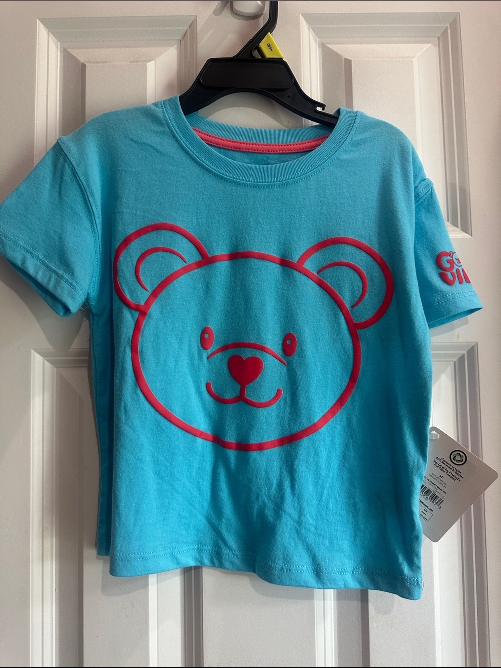 NEW Kids Blue Bear Graphic Tee with Pink Accent size 3T